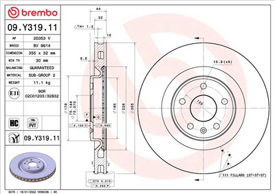 BREMBO 09.Y319.11 EAN: 8020584318935.