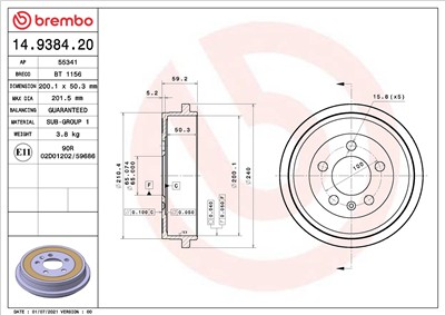 BREMBO 14.9384.20 EAN: 8020584938423.