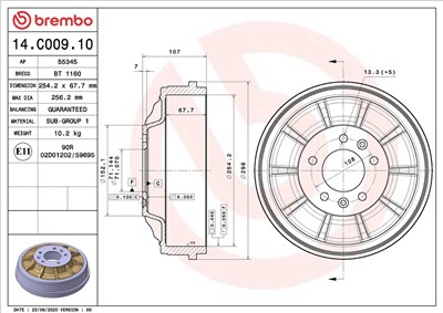 BREMBO 14.C009.10 EAN: 8020584219720.