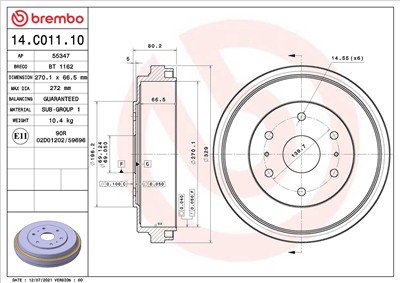 BREMBO 14.C011.10 EAN: 8020584219744.