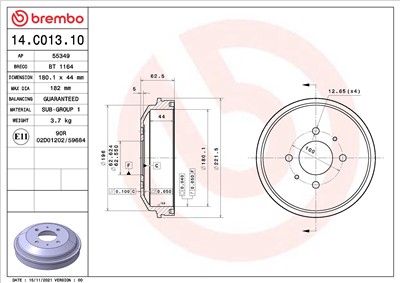BREMBO 14.C013.10 EAN: 8020584219768.