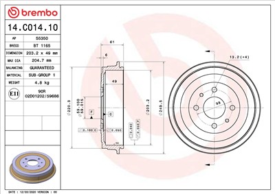 BREMBO 14.C014.10 EAN: 8020584219171.