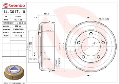 BREMBO 14.C017.10 EAN: 8020584236963.