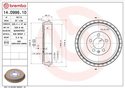 BREMBO 14.D996.10 EAN: 8020584315484.
