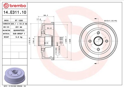 BREMBO 14.E311.10 EAN: 8020584325230.