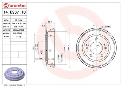 BREMBO 14.E967.10 EAN: 8020584324790.