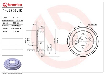 BREMBO 14.E968.10 EAN: 8020584325841.