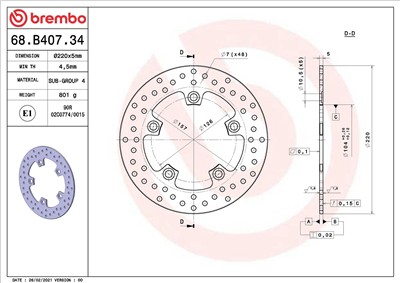BREMBO 68B40734 EAN: 8020584620274.