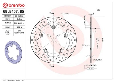 BREMBO 68B40785 EAN: 8020584620755.