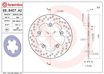 BREMBO 68B407A2 EAN: 8020584620908.