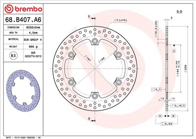 BREMBO 68B407A6 EAN: 8020584620946.