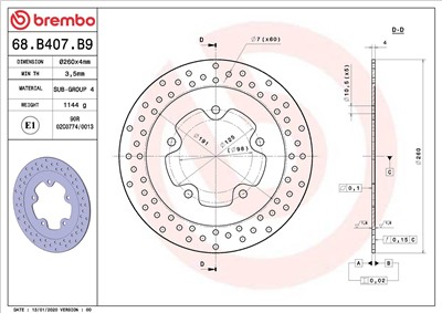 BREMBO 68B407B9 EAN: 8020584621073.