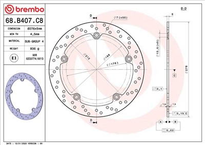 BREMBO 68B407C8 EAN: 8020584621165.