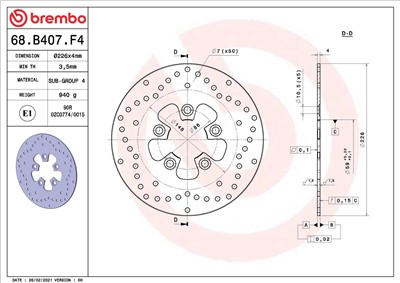 BREMBO 68B407F4 EAN: 8020584621417.