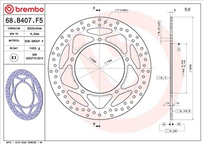 BREMBO 68B407F5 EAN: 8020584621424.
