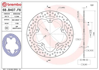 BREMBO 68B407F6 EAN: 8020584621431.