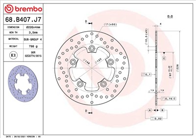 BREMBO 68B407J7 EAN: 8020584621714.
