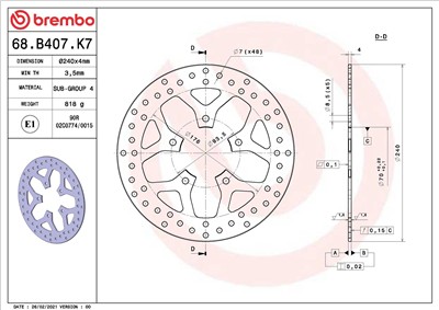 BREMBO 68B407K7 EAN: 8020584621806.