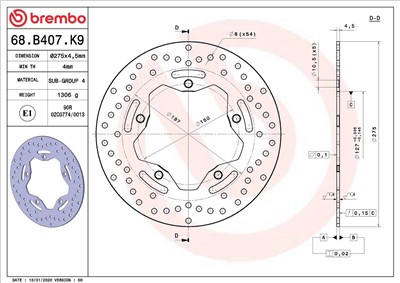 BREMBO 68B407K9 EAN: 8020584621820.