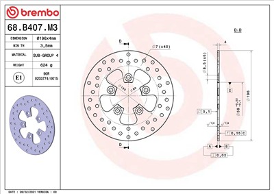BREMBO 68B407M3 EAN: 8020584621967.