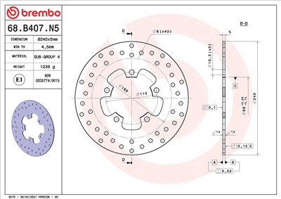 BREMBO 68B407N5 EAN: 8020584622070.