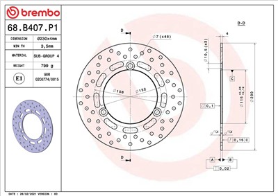 BREMBO 68B407P1 EAN: 8020584622117.