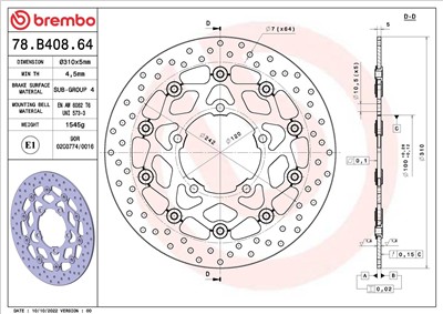 BREMBO 78B40864 EAN: 8020584622636.