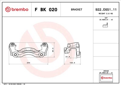 BREMBO F BK 020 EAN: 8020584549124.