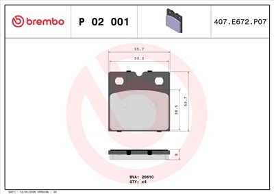 BREMBO P 02 001 Číslo výrobce: 20610. EAN: 8020584102619.