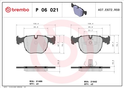 BREMBO P 06 021 Číslo výrobce: 21486. EAN: 8020584050217.
