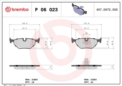 BREMBO P 06 023 Číslo výrobce: 21691. EAN: 8020584050231.