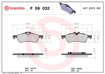 BREMBO P 06 032 Číslo výrobce: 24043. EAN: 8020584050323.