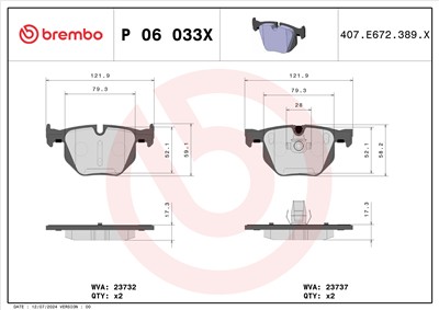 BREMBO P 06 033X Číslo výrobce: 23732. EAN: 8020584068472.