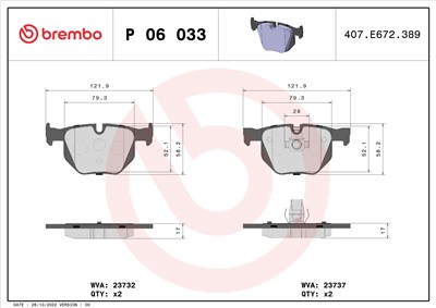 BREMBO P 06 033 Číslo výrobce: 23732. EAN: 8020584050330.