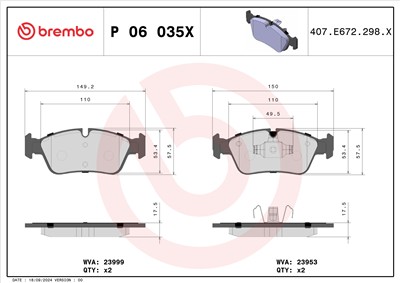 BREMBO P 06 035X Číslo výrobce: 23935. EAN: 8020584068496.