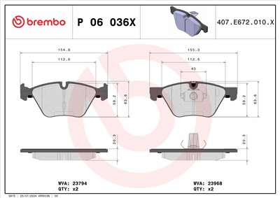 BREMBO P 06 036X Číslo výrobce: 23794. EAN: 8020584068502.