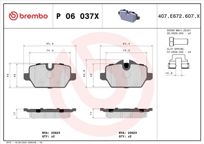 BREMBO P 06 037X Číslo výrobce: 23623. EAN: 8020584068519.