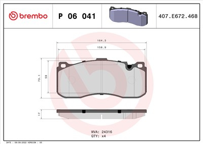 BREMBO P 06 041 Číslo výrobce: 24316. EAN: 8020584059890.
