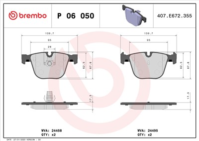 BREMBO P 06 050 Číslo výrobce: 24458. EAN: 8020584059982.