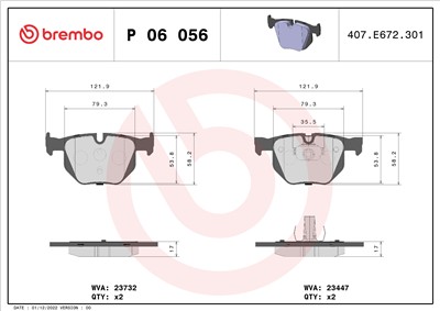 BREMBO P 06 056 Číslo výrobce: 23447. EAN: 8020584090206.