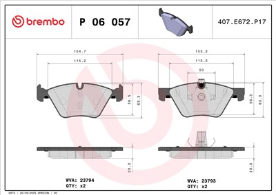 BREMBO P 06 057 Číslo výrobce: 23793. EAN: 8020584090213.