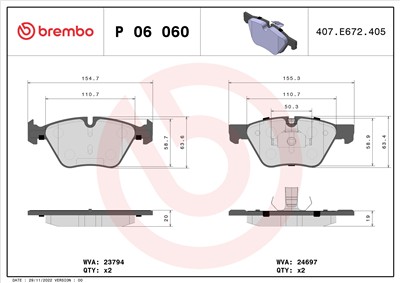 BREMBO P 06 060 Číslo výrobce: 24697. EAN: 8020584090244.