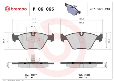 BREMBO P 06 065 Číslo výrobce: 21677. EAN: 8020584090299.