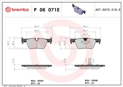 BREMBO P 06 071E Číslo výrobce: 25307. EAN: 8020584129784.