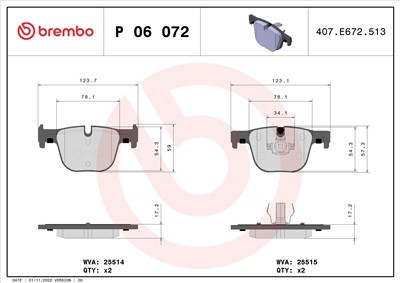 BREMBO P 06 072 Číslo výrobce: 25515. EAN: 8020584083789.