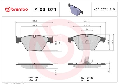 BREMBO P 06 074 Číslo výrobce: 24688. EAN: 8020584102688.