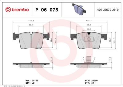 BREMBO P 06 075 Číslo výrobce: 25199. EAN: 8020584102695.