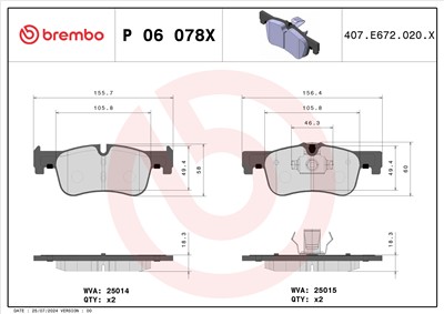 BREMBO P 06 078X Číslo výrobce: 25014. EAN: 8020584068649.