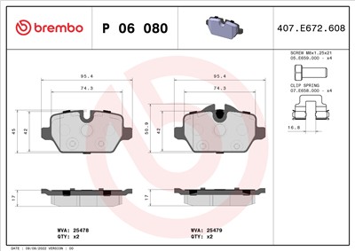 BREMBO P 06 080 Číslo výrobce: 25479. EAN: 8020584102749.