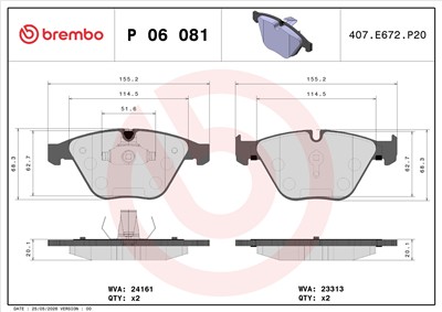 BREMBO P 06 081 Číslo výrobce: 23313. EAN: 8020584102756.